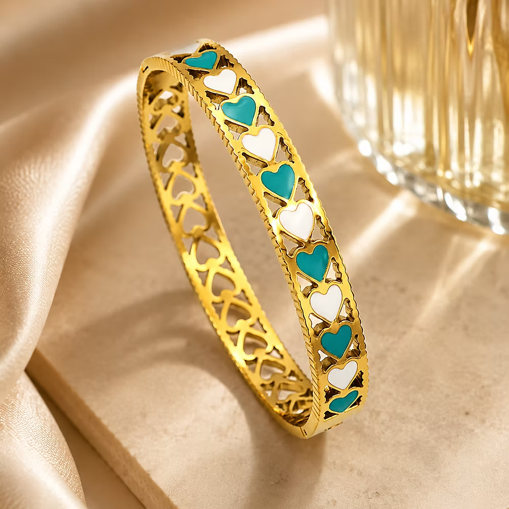 Amour Enamel Heart Bangle