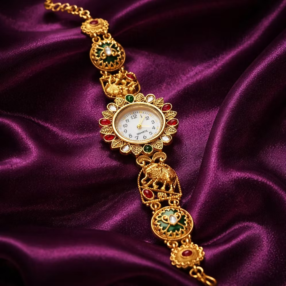 Noor Heritage Kundan Watch Bracelet
