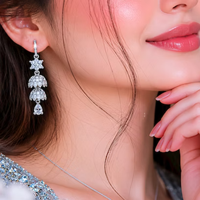 Celeste Silver Jhumka Earrings - 2