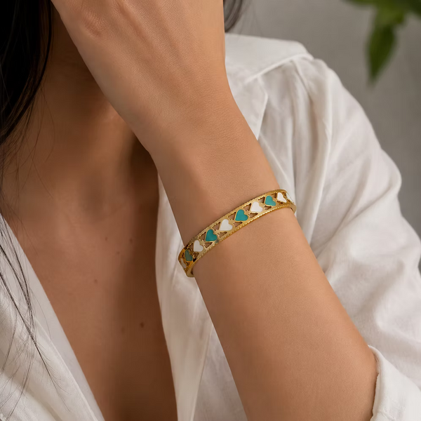 Amour Enamel Heart Bangle - 2